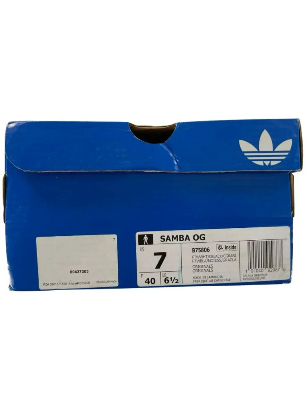 Adidas Samba OG Shoes Athletic Sports Casual Comfy White Black Men's Size 7 NEW